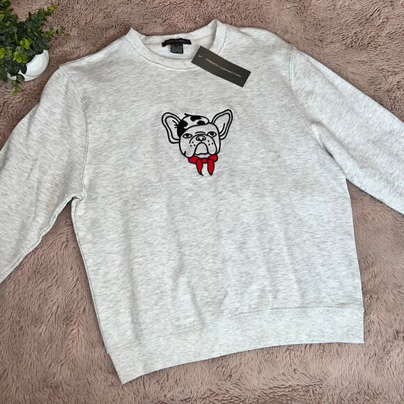 NWT French Connection Frenchie Embroidered Longsleeve Crewneck Sweater Small - Picture 4 of 10